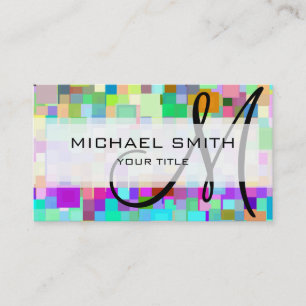 Colorful Mosaic Custom Monogram #3 Business Card