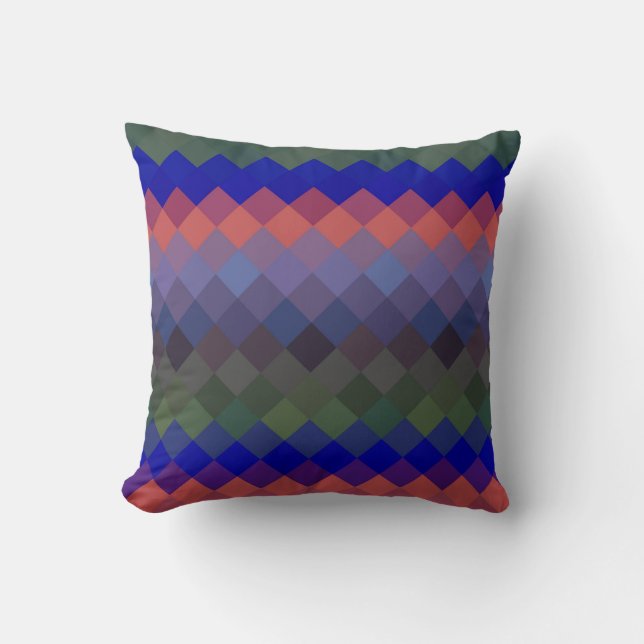 Colorful Mosaic Diamond Geometric Pattern #12 Throw Pillow (Front)