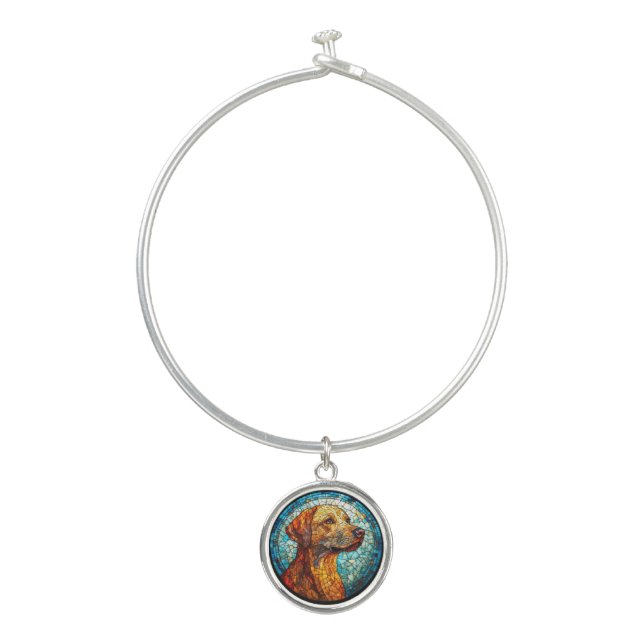 Colorful Mosaic Dog Bangle Bracelet (Front)