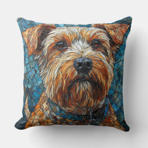 Colorful Mosaic Dog Throw Pillow