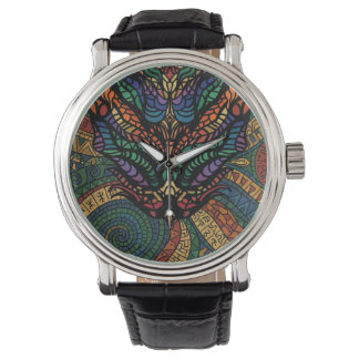 Colorful Mosaic Dragon Art Wrist Watch