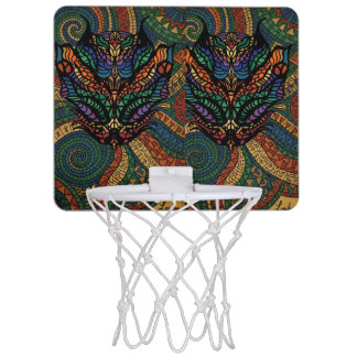 Colorful Mosaic Dragon Basketball Hoop Backboard