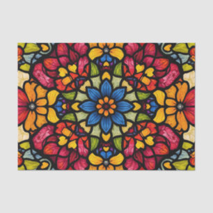 Colorful Mosaic Flower Pattern Abstract  Tissue Paper