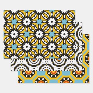 Colorful Mosaic Geometric Modern Ethnic Patterns Wrapping Paper Sheets