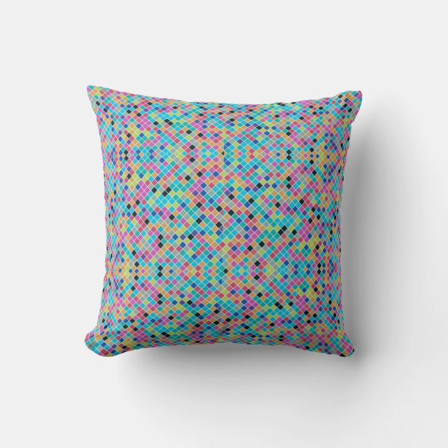 Colorful mosaic geometric pattern throw pillow (Front)