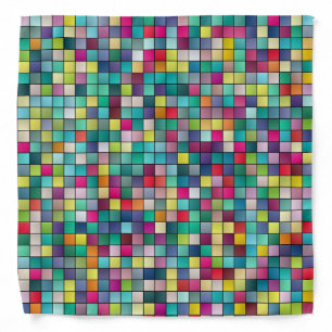 Colorful mosaic geometric squares pattern bandana