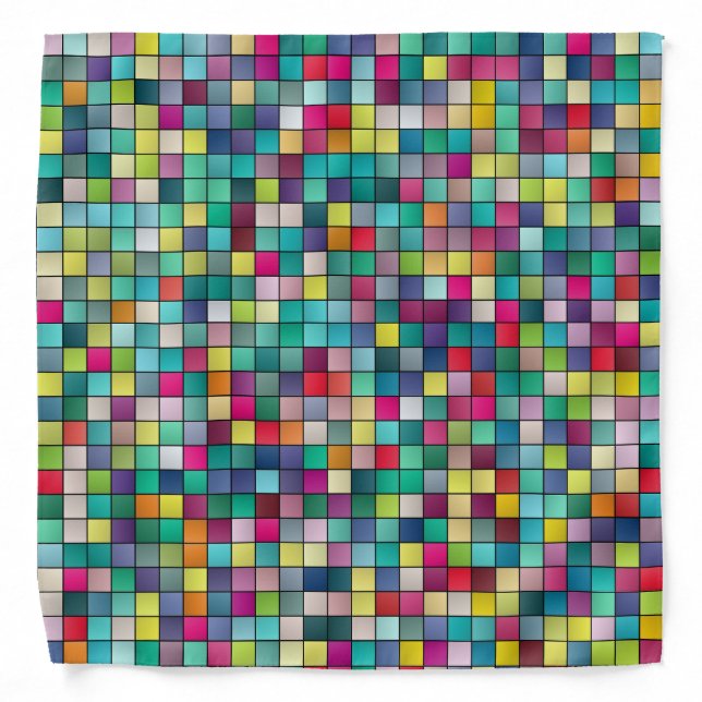 Colorful mosaic geometric squares pattern bandana (Front)