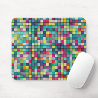 Colorful mosaic geometric squares pattern mouse pad