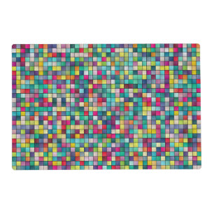 Colorful mosaic, geometric squares pattern placemat