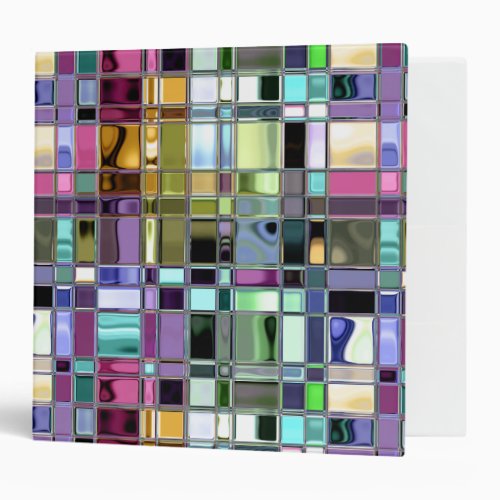 Colorful Mosaic Glass Art 3 Ring Binder