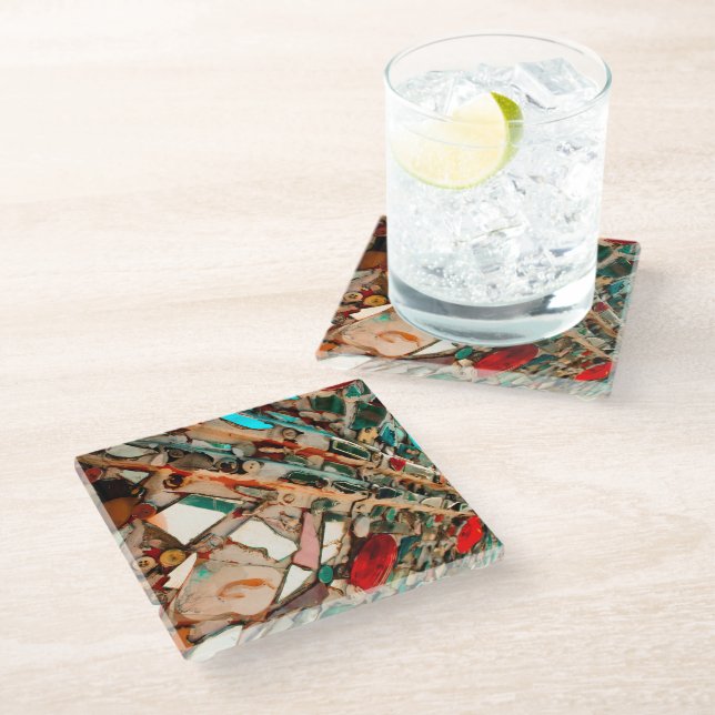 Colorful Mosaic Glass Coaster (Angled)