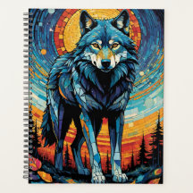 Colorful Mosaic Illustration of Majestic Wolf