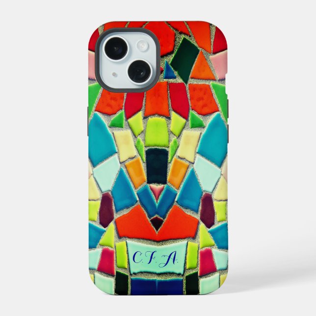  Colorful Mosaic iPhone 15 Case (Back)