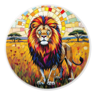 Colorful Mosaic Lion Ceramic Knob