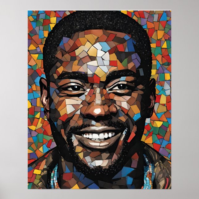 Colorful Mosaic Mans Face Wall Art (Front)