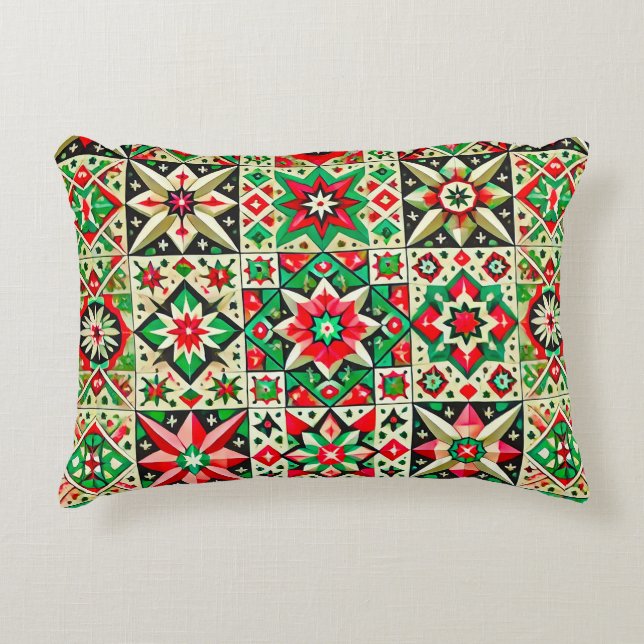 Colorful mosaic pattern accent pillow (Front)