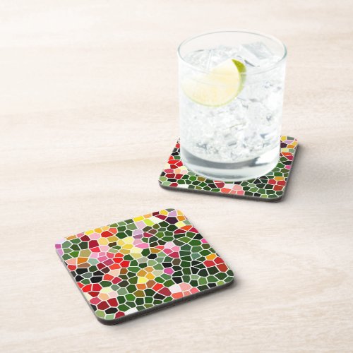 Colorful Mosaic Pattern Beverage Coaster