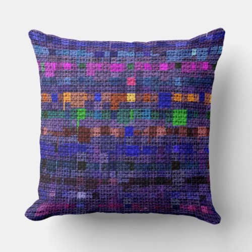 Colorful Mosaic Pattern Burlap Look 40 Throw Pillow