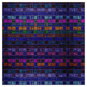 Colorful Mosaic Pattern Burlap Rustic #11 Fabric