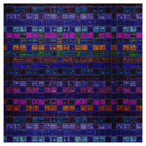 Colorful Mosaic Pattern Burlap Rustic 11 Fabric