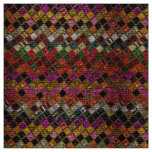 Colorful Mosaic Pattern Burlap Rustic #12 Fabric