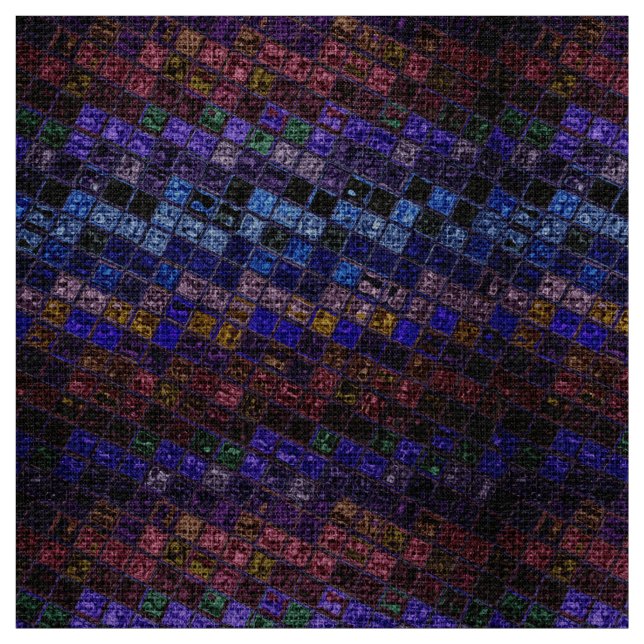 Colorful Mosaic Pattern Burlap Rustic #17 Fabric (Swatch)