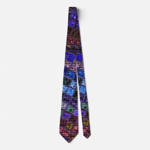 Colorful Mosaic Pattern Burlap Rustic #17 Neck Tie
