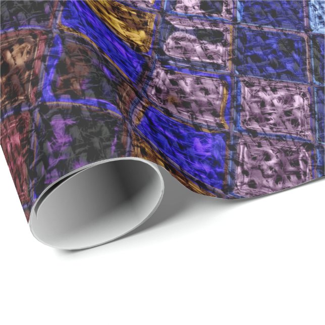 Colorful Mosaic Pattern Burlap Rustic #17 Wrapping Paper (Roll Corner)