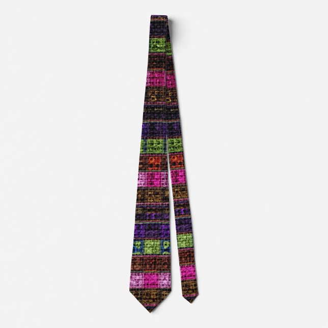 Colorful Mosaic Pattern Burlap Rustic #18 Neck Tie (Front)