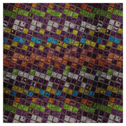 Colorful Mosaic Pattern Burlap Rustic 4 Fabric