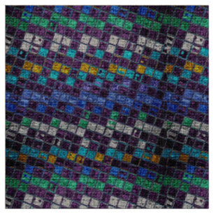 Colorful Mosaic Pattern Burlap Rustic #5 Fabric
