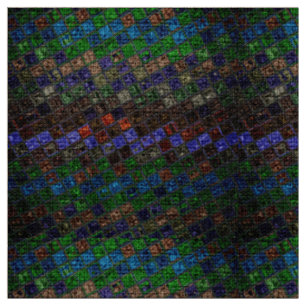 Colorful Mosaic Pattern Burlap Rustic #6 Fabric