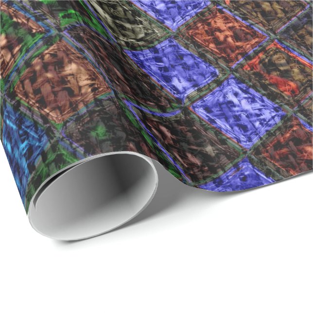 Colorful Mosaic Pattern Burlap Rustic #6 Wrapping Paper (Roll Corner)