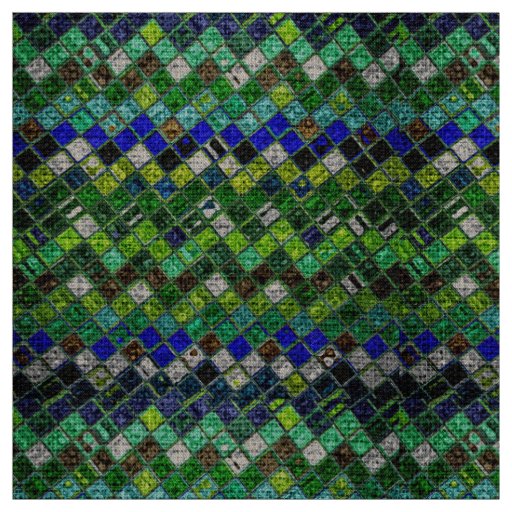 Colorful Mosaic Pattern Burlap Rustic #8 Fabric