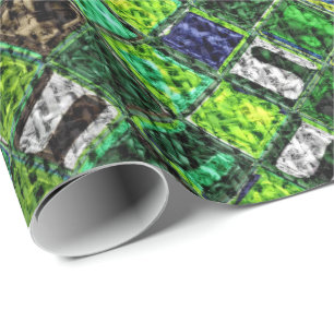 Colorful Mosaic Pattern Burlap Rustic #8 Wrapping Paper