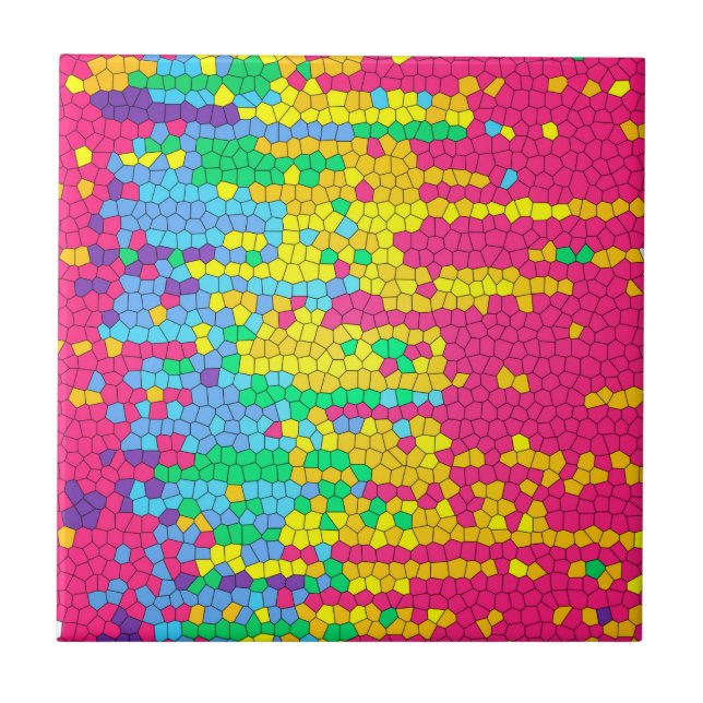 Colorful mosaic pattern ceramic tile (Front)