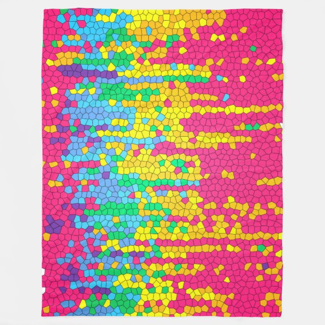 Colorful mosaic pattern fleece blanket (Front)