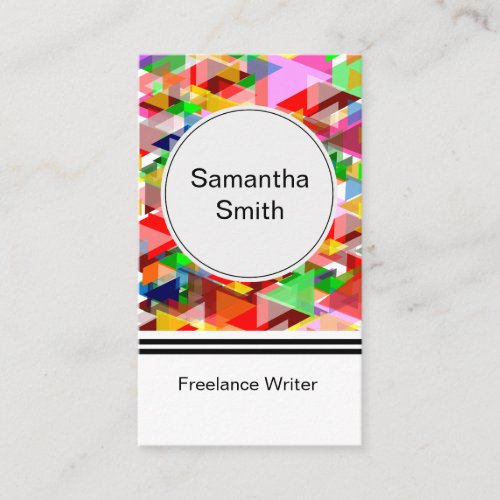 Colorful Mosaic Pattern Freelance Writer Business Card