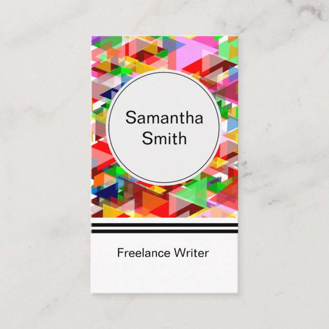 Colorful Mosaic Pattern Freelance Writer Business Card (Front)