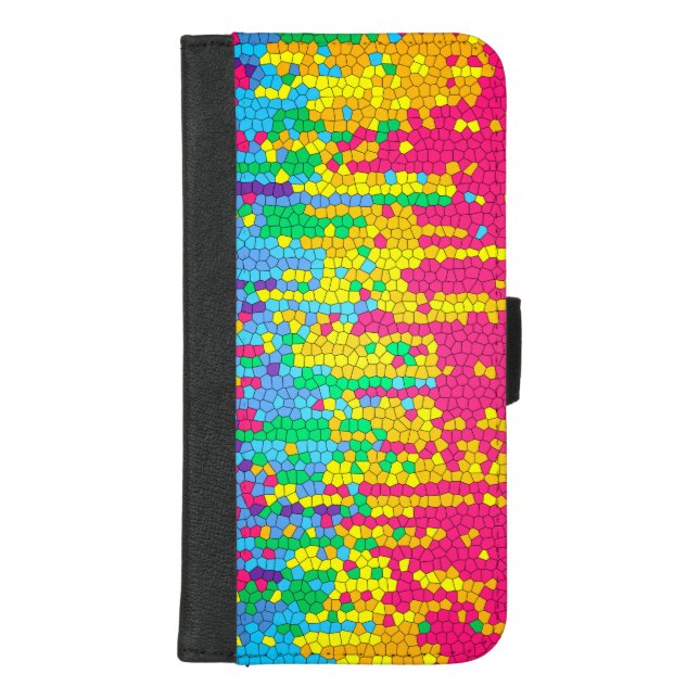 Colorful mosaic pattern iPhone wallet case (Front)