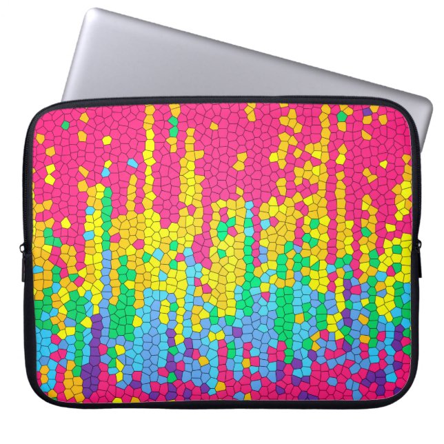 Colorful mosaic pattern laptop sleeve (Front)