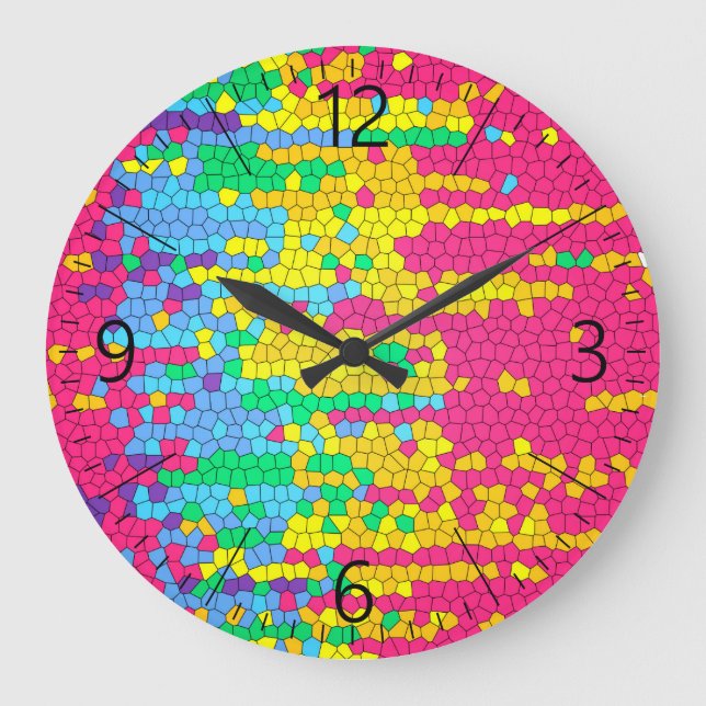 Colorful mosaic pattern large clock (Front)