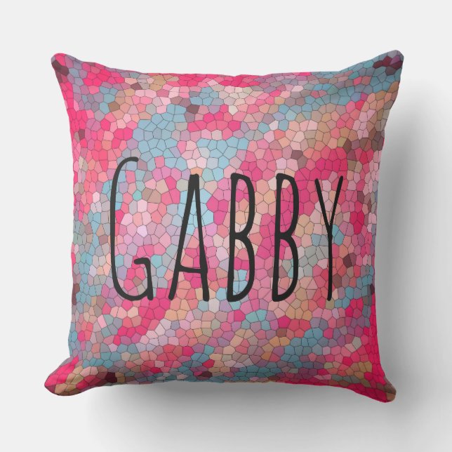 Colorful Mosaic Pattern Personalized Name Throw Pillow (Front)
