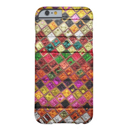 Colorful Mosaic Pattern Wood Look 12 Barely There iPhone 6 Case