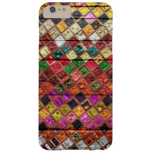 Colorful Mosaic Pattern Wood Look 12 Barely There iPhone 6 Plus Case