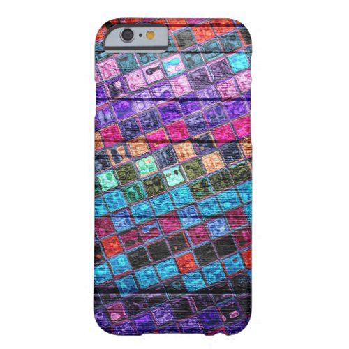 Colorful Mosaic Pattern Wood Look 14 Barely There iPhone 6 Case