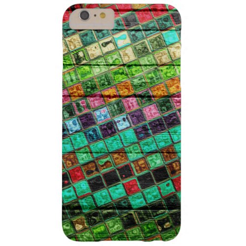 Colorful Mosaic Pattern Wood Look 15 Barely There iPhone 6 Plus Case