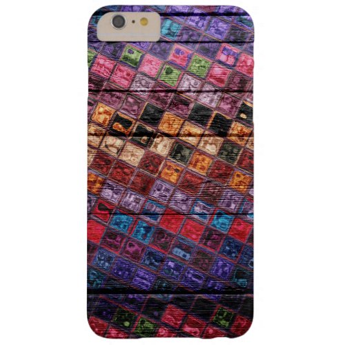 Colorful Mosaic Pattern Wood Look 16 Barely There iPhone 6 Plus Case