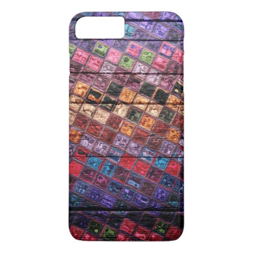 Colorful Mosaic Pattern Wood Look 16 iPhone 8 Plus7 Plus Case