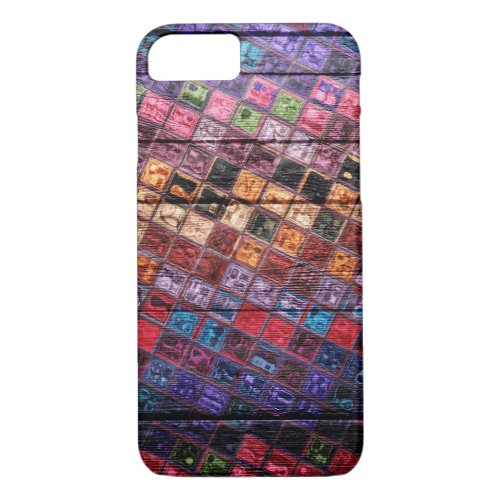 Colorful Mosaic Pattern Wood Look 16 iPhone 87 Case